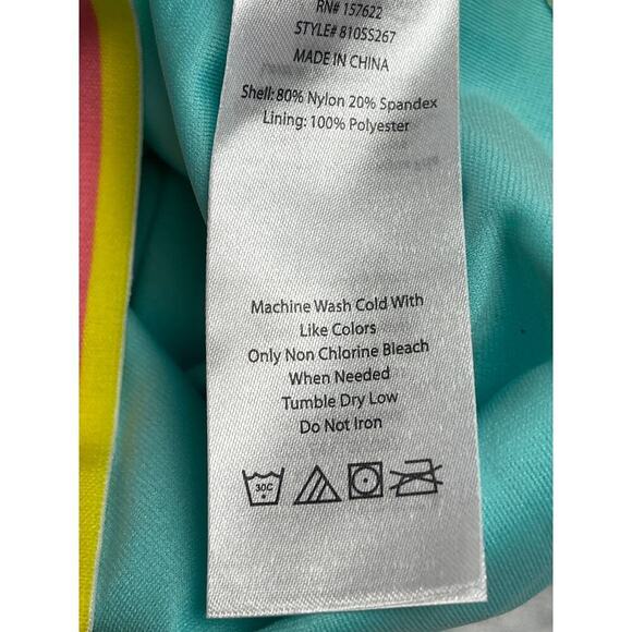 Eddie Bauer Teal 1 Piece Rainbow Straps Swimsuit Girls Toddler Size XXS (4) NWT - Picture 4 of 5
